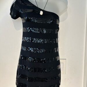 Black Sequin Off-Shoulder Top